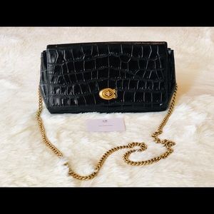Coach Turnlock Clutch in Embossed Leather